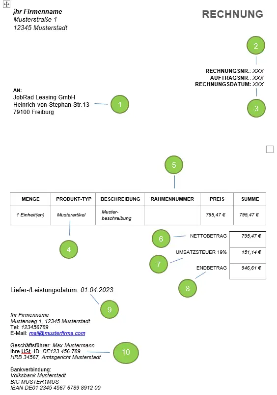 Musterrechnung Schadenfall JRL 2023